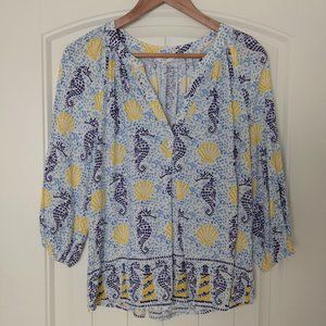 Crown & Ivy Coastal Split Neck Blouse - Size M…